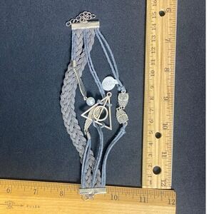 Harry Potter Inspired Deathly Hallows Bracelet – Multi-Strand‎ Suede Boho Owls